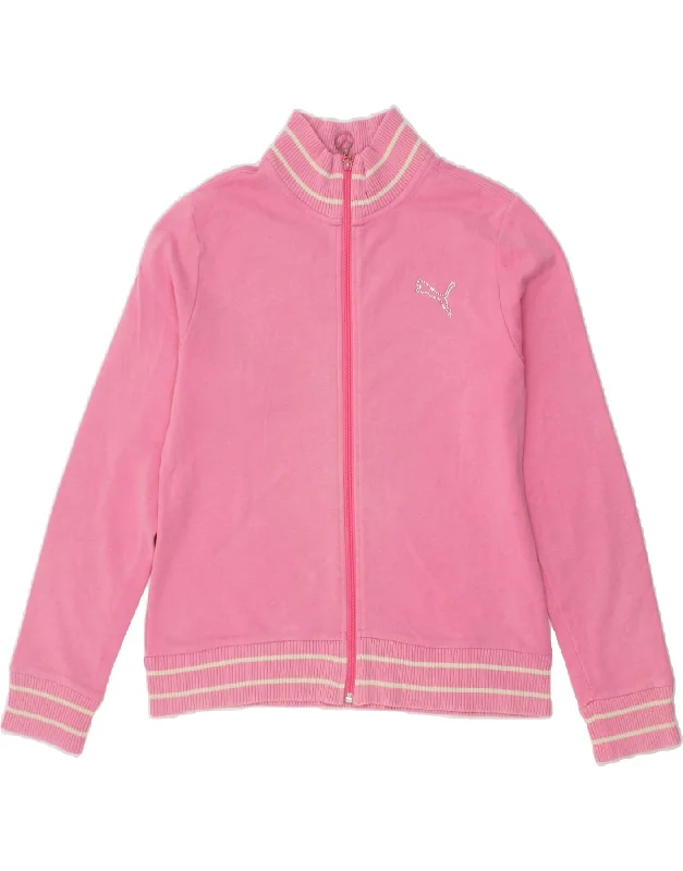 Soft Textiles PUMA Womens Tracksuit Top Jacket UK 12 Medium Pink Cotton