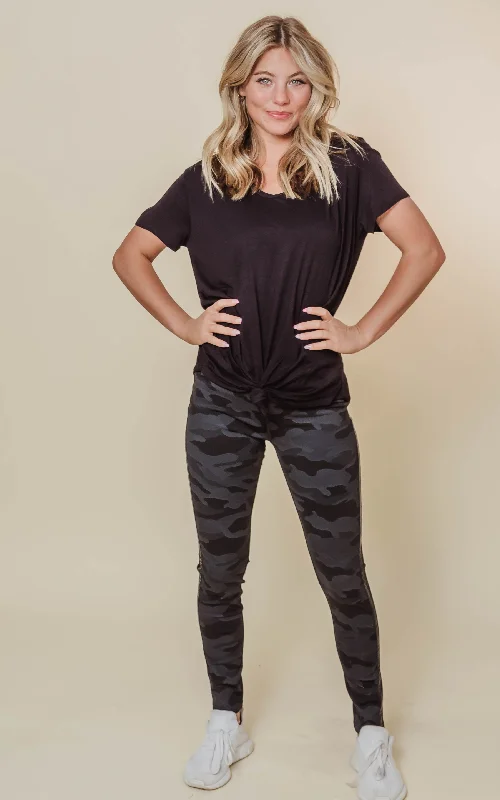 Sporty Look Black Mid-Rise Camo Leggings - Final Sale