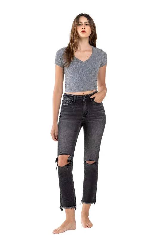 Comfortable Layers High Rise Stretch Distressed Crop Slim Straight