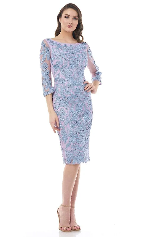 Simple Chic JS Collections - 866567 Sheer Quarter Sleeve Soutache Sheath Dress