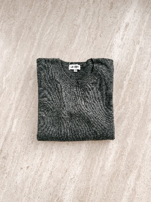 Chic and Cozy Pure Cashmere Crew Storm Grey