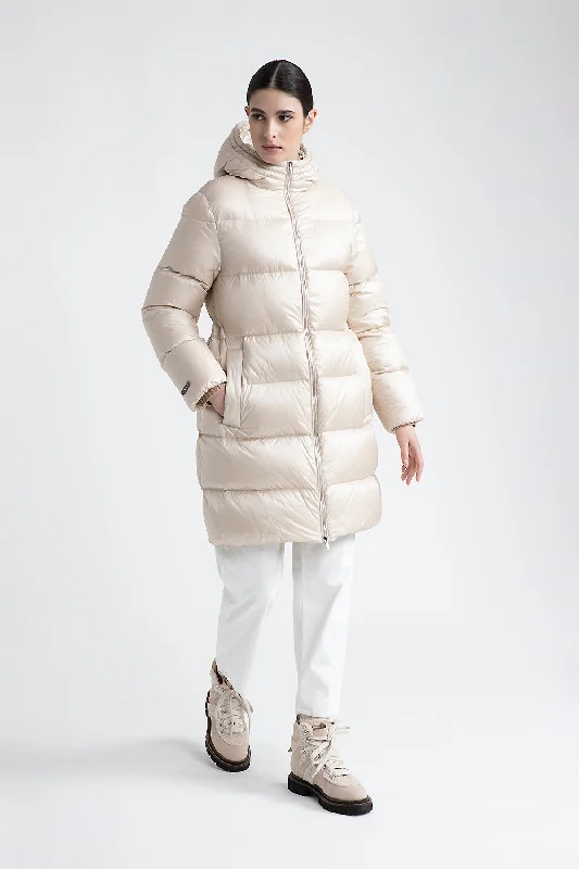 Romantic Skirt Style Midi goose down jacket with hood