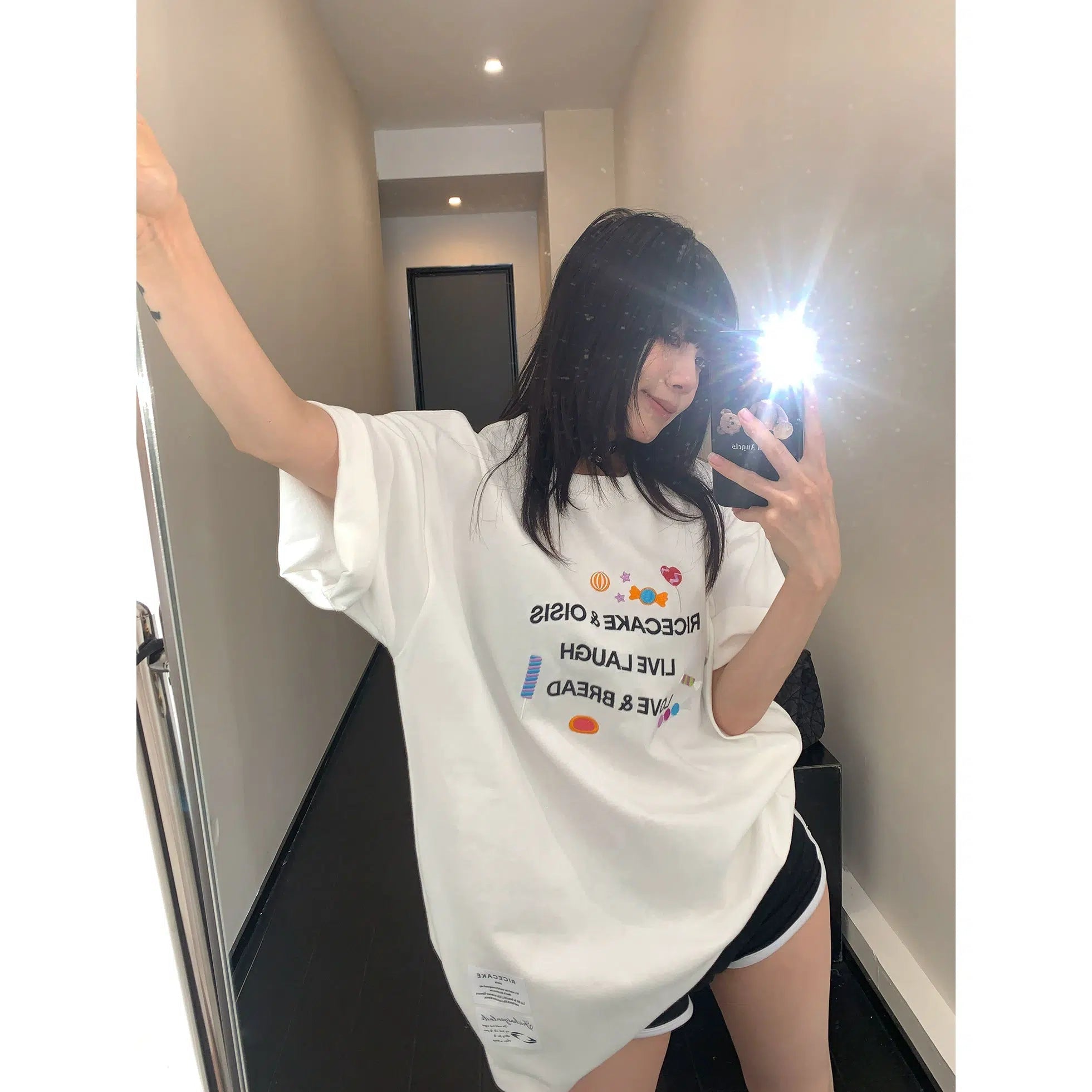 Chic Textures Candy Letters Embroidered Loose T-Shirt