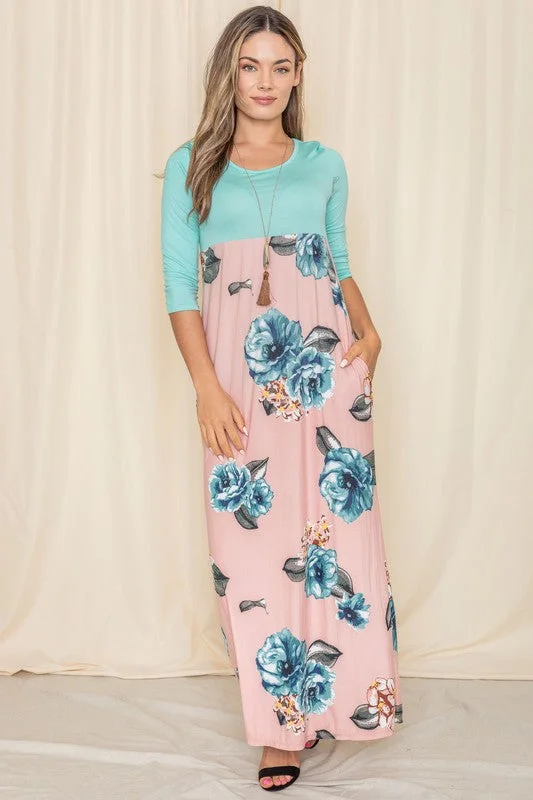 Chic Textures High Waist Floral Maxi Dress
