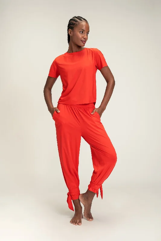 Soft Fabrics Tie Wide Pants