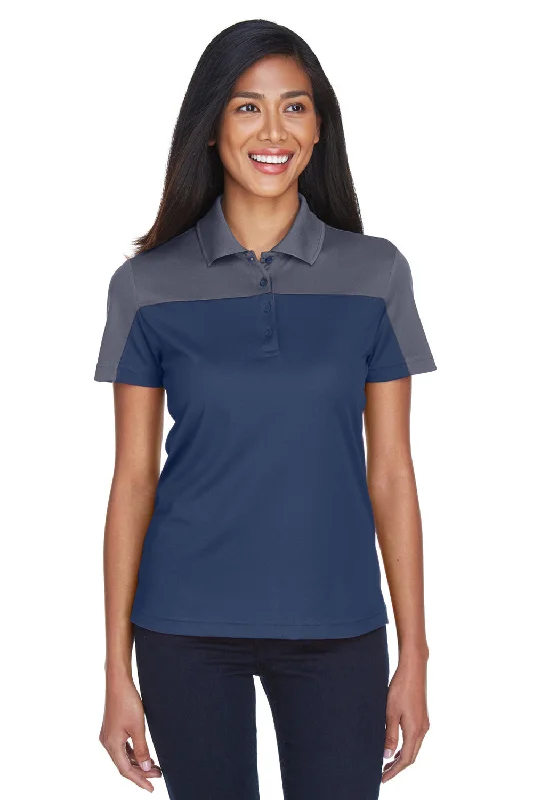 Chic Style Core 365 Womens Balance Performance Moisture Wicking Short Sleeve Polo Shirt - Classic Navy Blue/Carbon Grey Chic Style Core 365 Womens Balance Performance Moisture Wicking Short Sleeve Polo Shirt - Classic Navy Blue/Carbon Grey