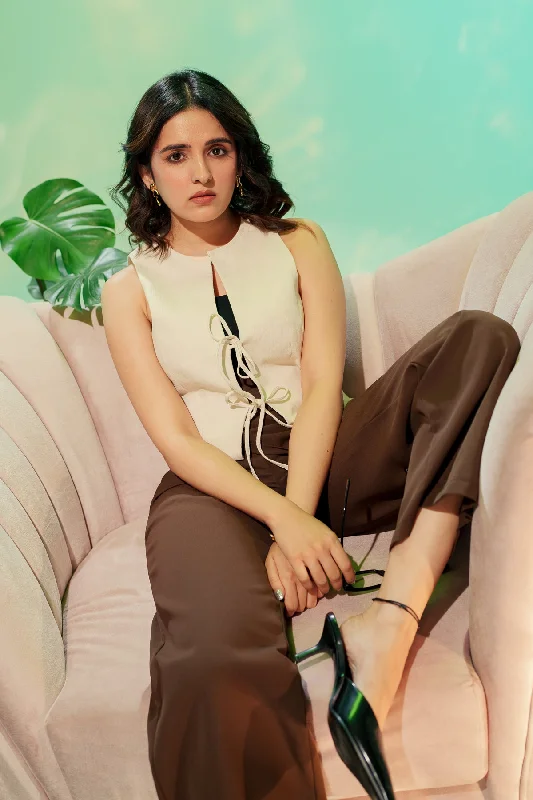 Cozy Daywear Brunette Wrap Around  Trousers