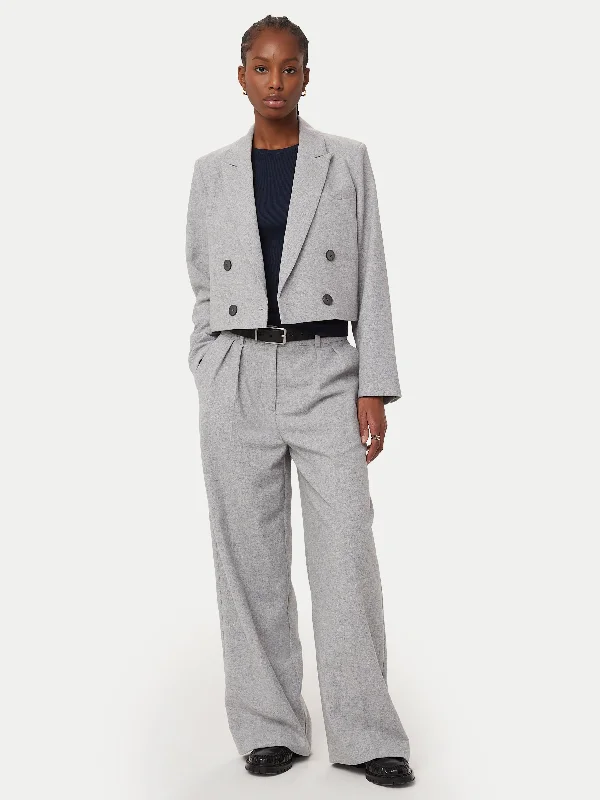 Modern Looks The Emma Recycled Wool Wide Leg Pant in Light Grey