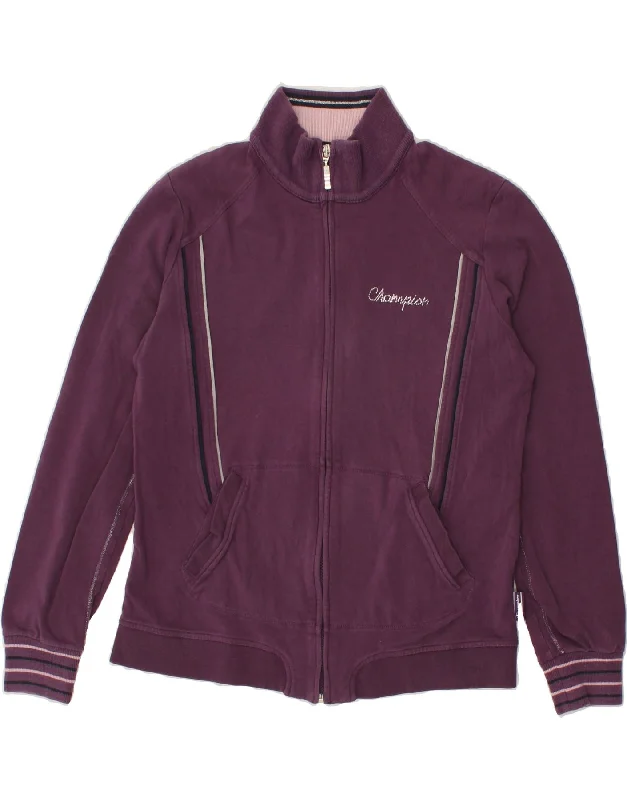 Cozy Fits CHAMPION Womens Tracksuit Top Jacket UK 14 Medium Purple