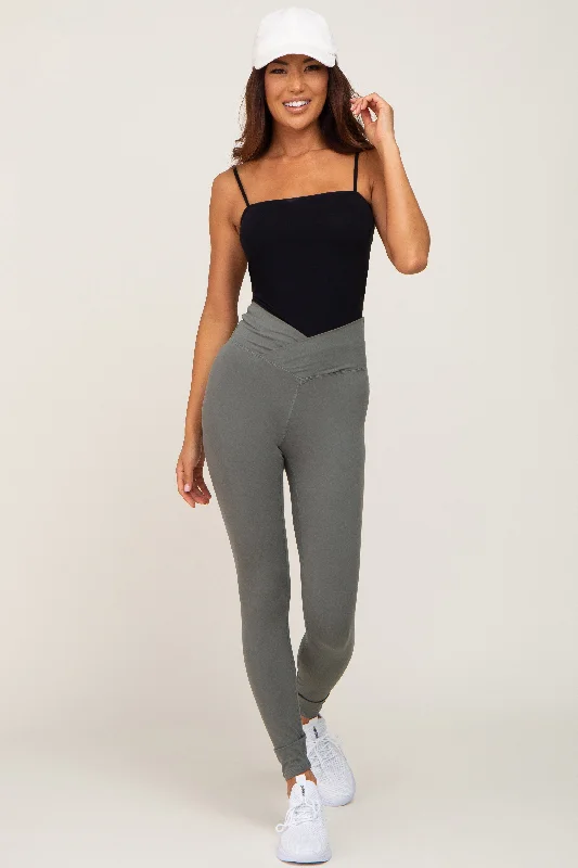 Easy Wardrobe Light Olive Crossover Waist Leggings