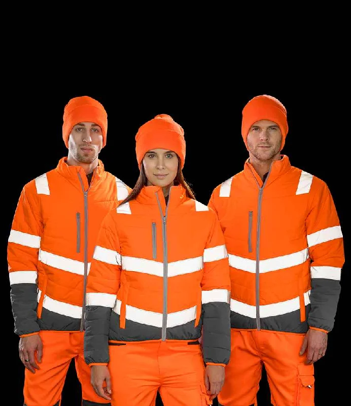 Relaxed Fashion Result Safe-Guard Ladies Soft Safety Jacket | Fluorescent Orange/Grey