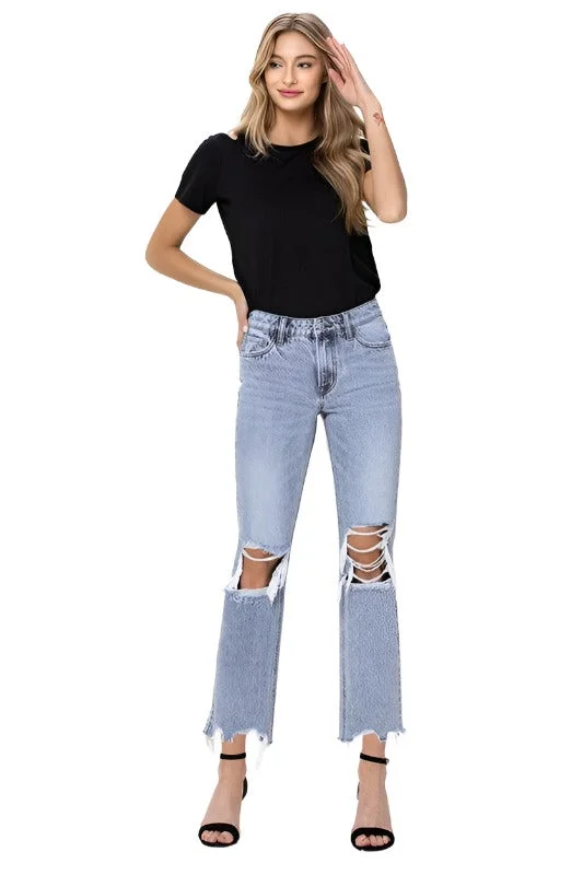 Functional Outfits Super High Rise 90's Straight Crop Jeans