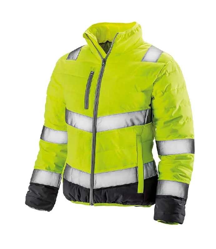 Sporty Look Result Safe-Guard Ladies Soft Safety Jacket | Fluorescent Yellow/Grey