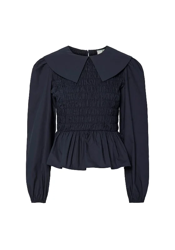 Smart Outfits Y.A.S Roma Elasticated Peplum Blouse, Navy