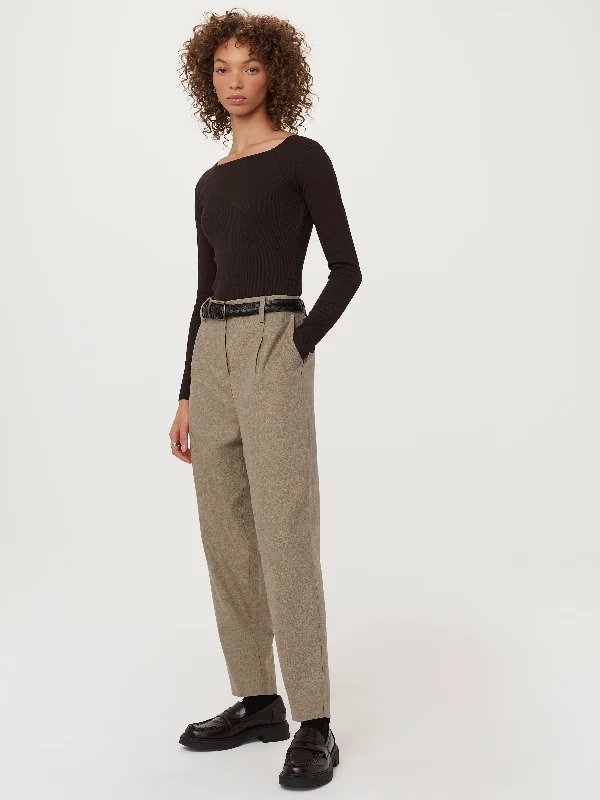 Classy Outfits The Amelia Flannel Balloon Pant in Beige