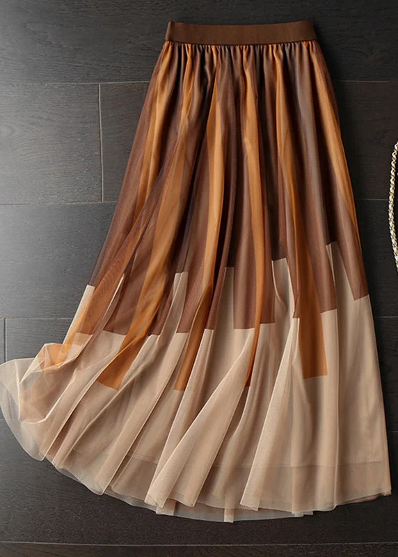 Sleek Outfits diy Chocolate High Waist Print Pleated Fall Skirt