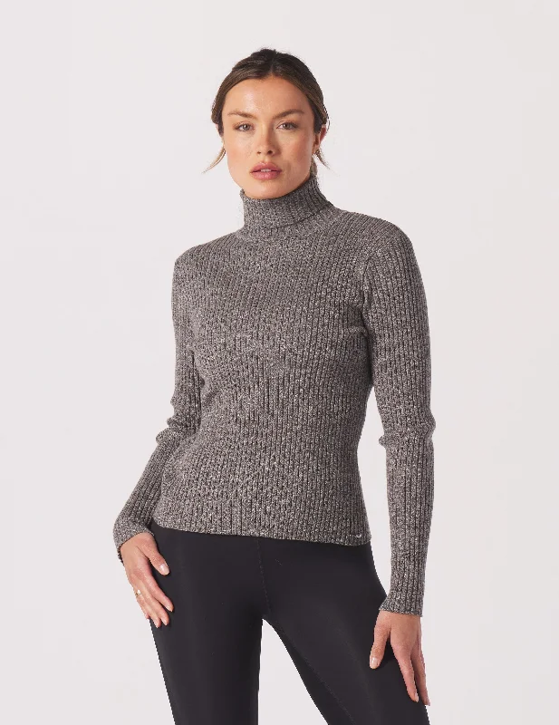 Fashion Layers Couture Rib Turtle Neck: Charcoal Heather