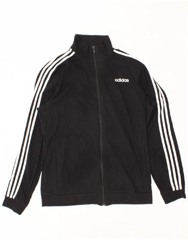 Personalized Heterogeneous Splicing ADIDAS Womens Tracksuit Top Jacket UK 16 Large Black Cotton