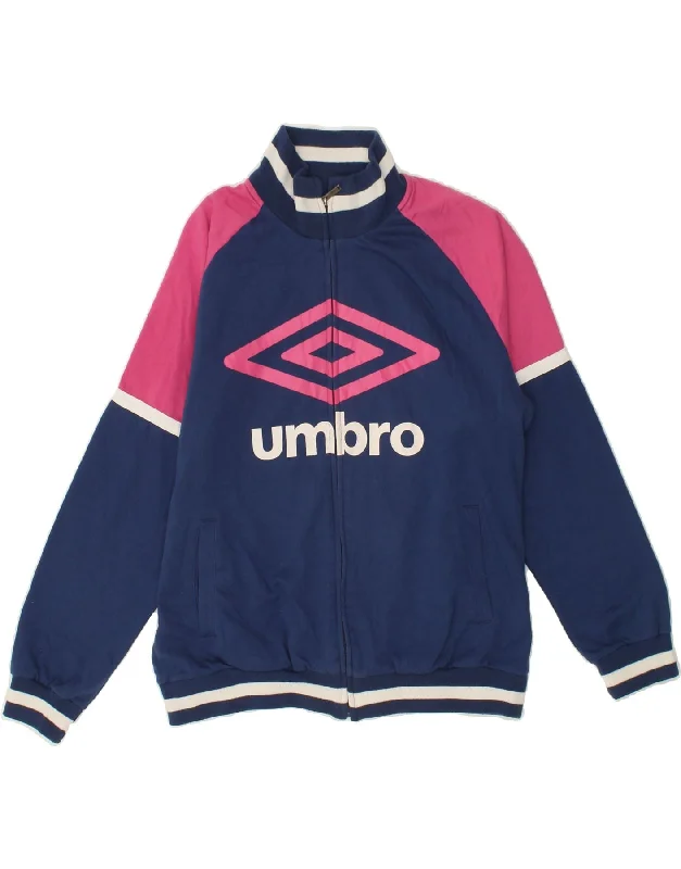 Modern Looks UMBRO Womens Graphic Tracksuit Top Jacket UK 18 XL Navy Blue Colourblock