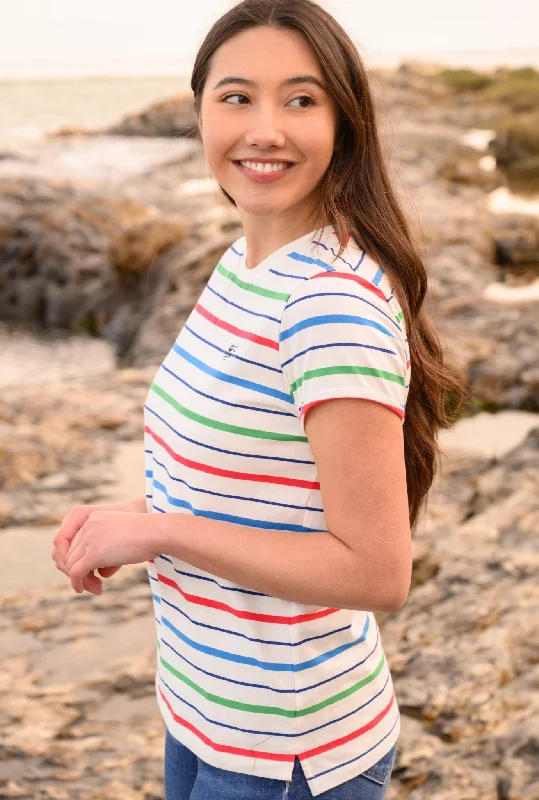 Affordable Looks Causeway Tee - Seagrass Blue Poppy Stripe