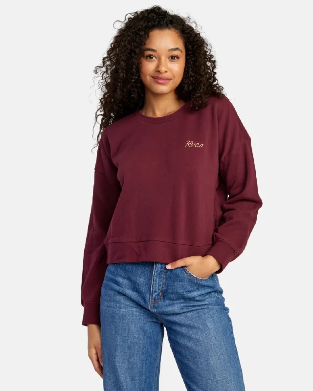 Simple Chic Scrypt Pullover Sweatshirt - Wine