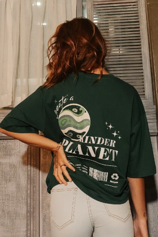 Simple Style Green Hope Oversized Tees