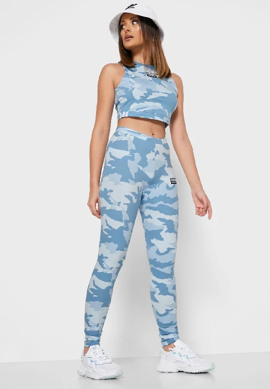 Comfy Tops Adidas Camo Tights Sky Tint/Shade Blue  FM2494 Women's