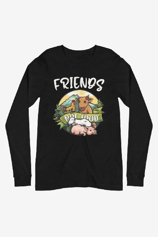 Personalized Denim Style Friends Not Food - Unisex Long Sleeve Tee