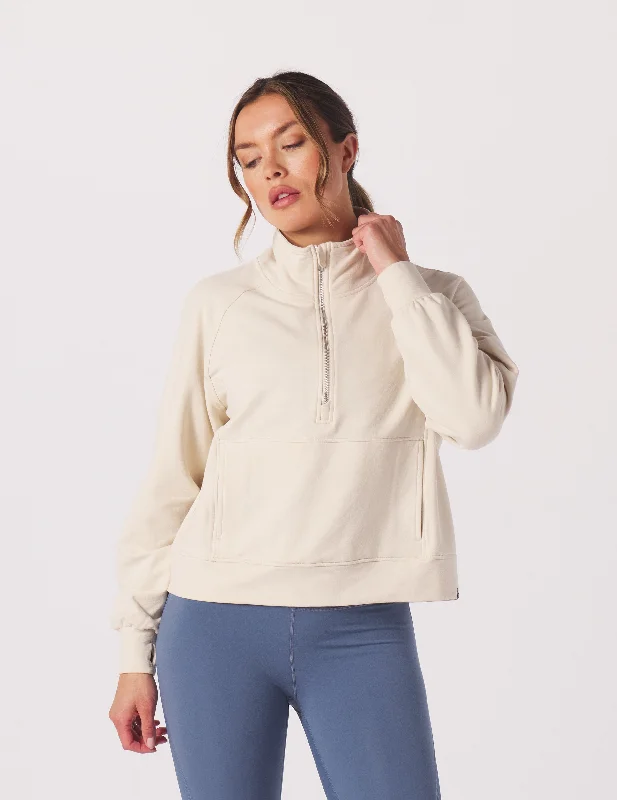 Luxurious Comfort Daily Scuba 1/4 Zip: Oatmilk