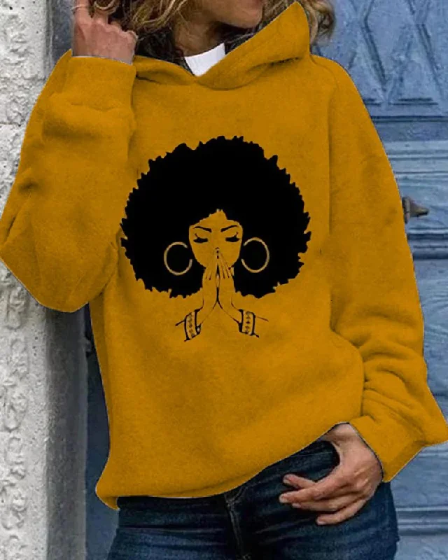 Personalized Independent Style Black girl wish casual printed personalized hooded sweatshirt