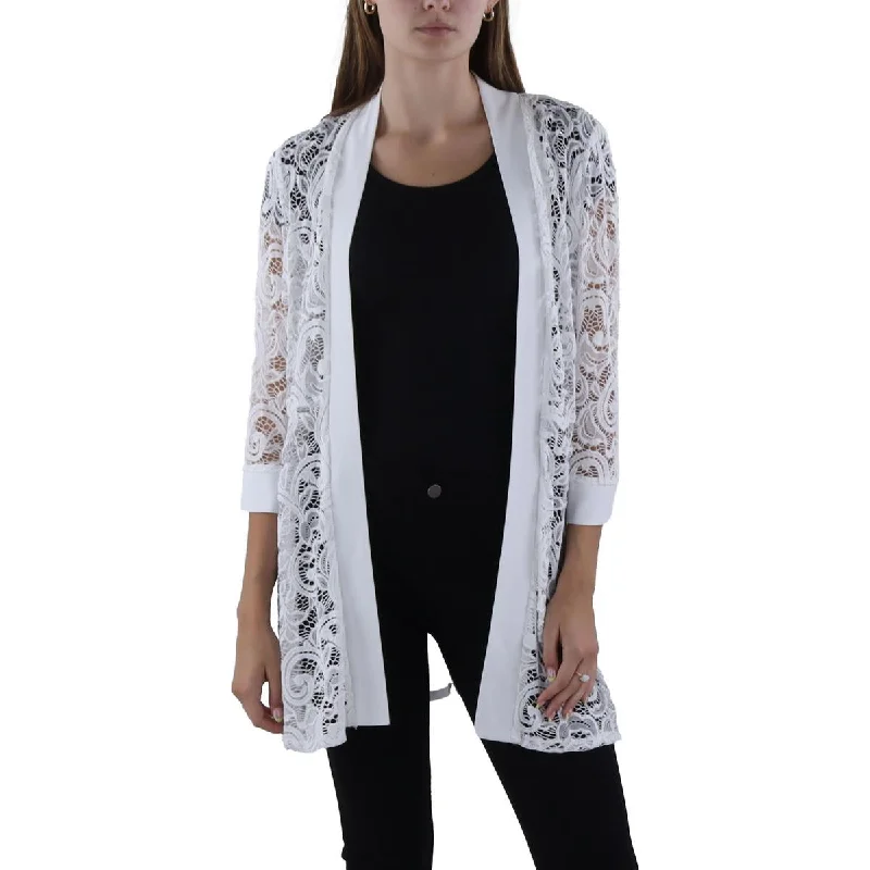 Smart Outfits R&M Richards Womens Lace Open Front Duster Blazer