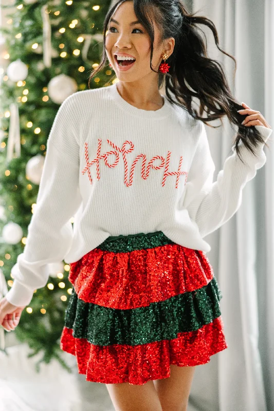 Soft Textiles Hohoho White Knit Sweater