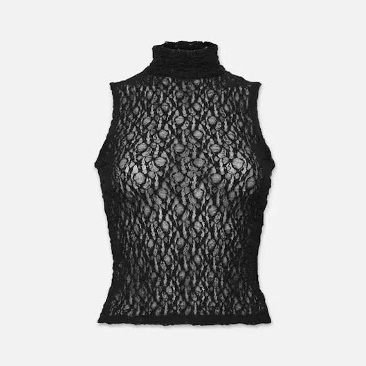 Comfy Clothes Mesh Mockneck Top (Black)