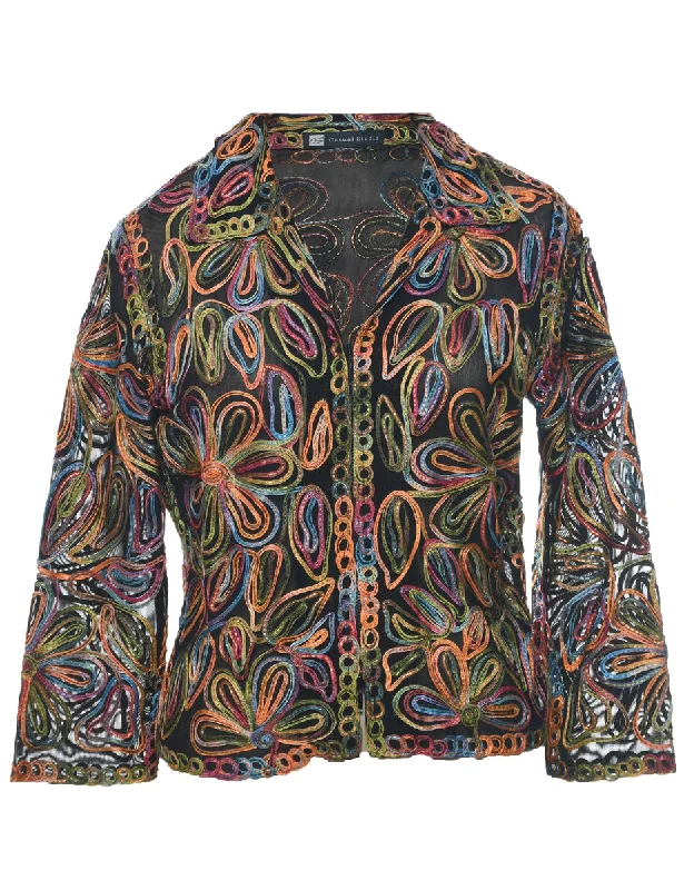 Warm Clothing Embroidered Sheer Jacket - M