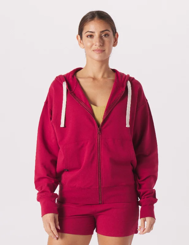Casual Fashion Vintage Oversized Zip Up: Cardinal