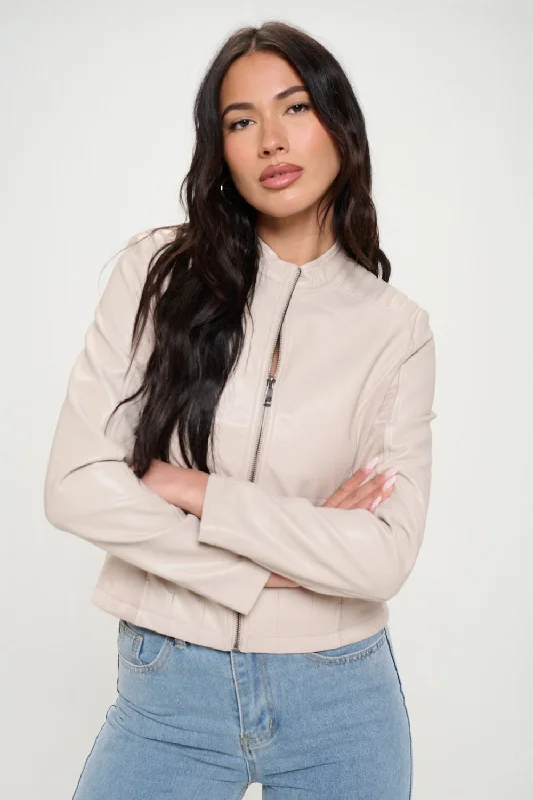 Elegant Comfort Coalition LA Zip Up Vegan Moto Jacket
