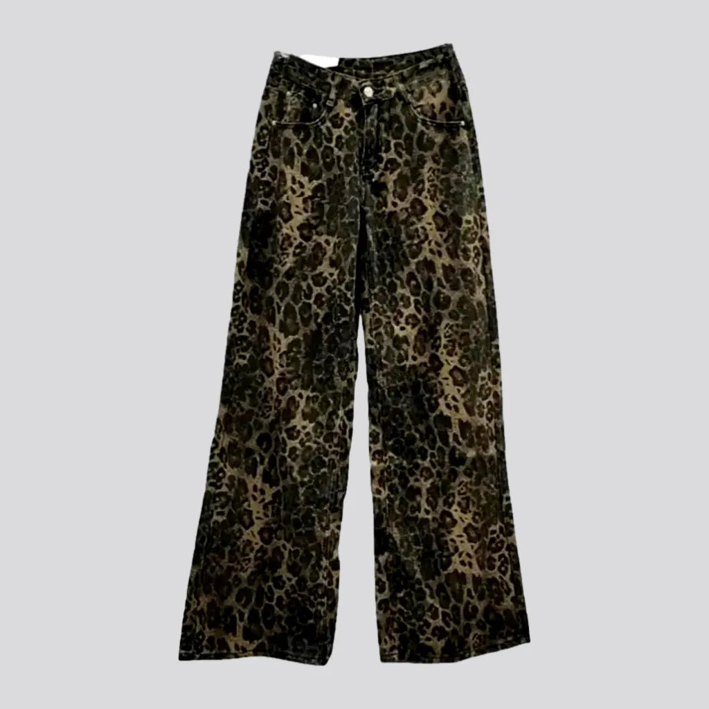 Simple Comfort Leopard-print painted jean pants for ladies