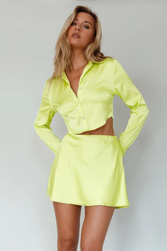 Fashion Layers Kari Satin Mini Skirt Lime