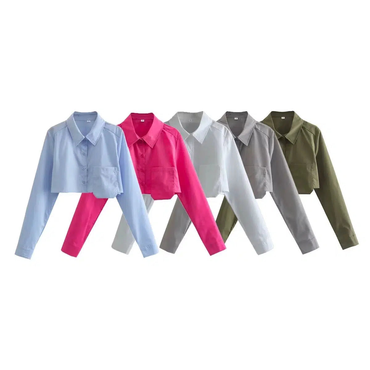 Easygoing Fashion Cropped Long Sleeve Collared Shirt