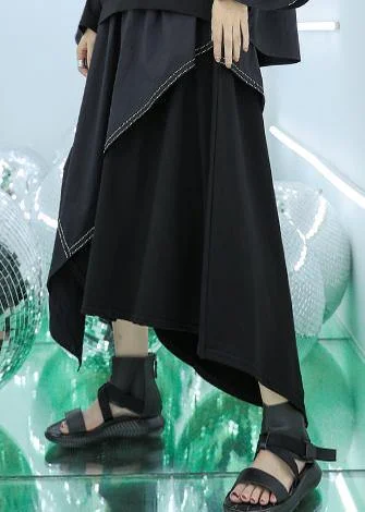 Trendy Vibes French black asymmetric elastic waist skirt