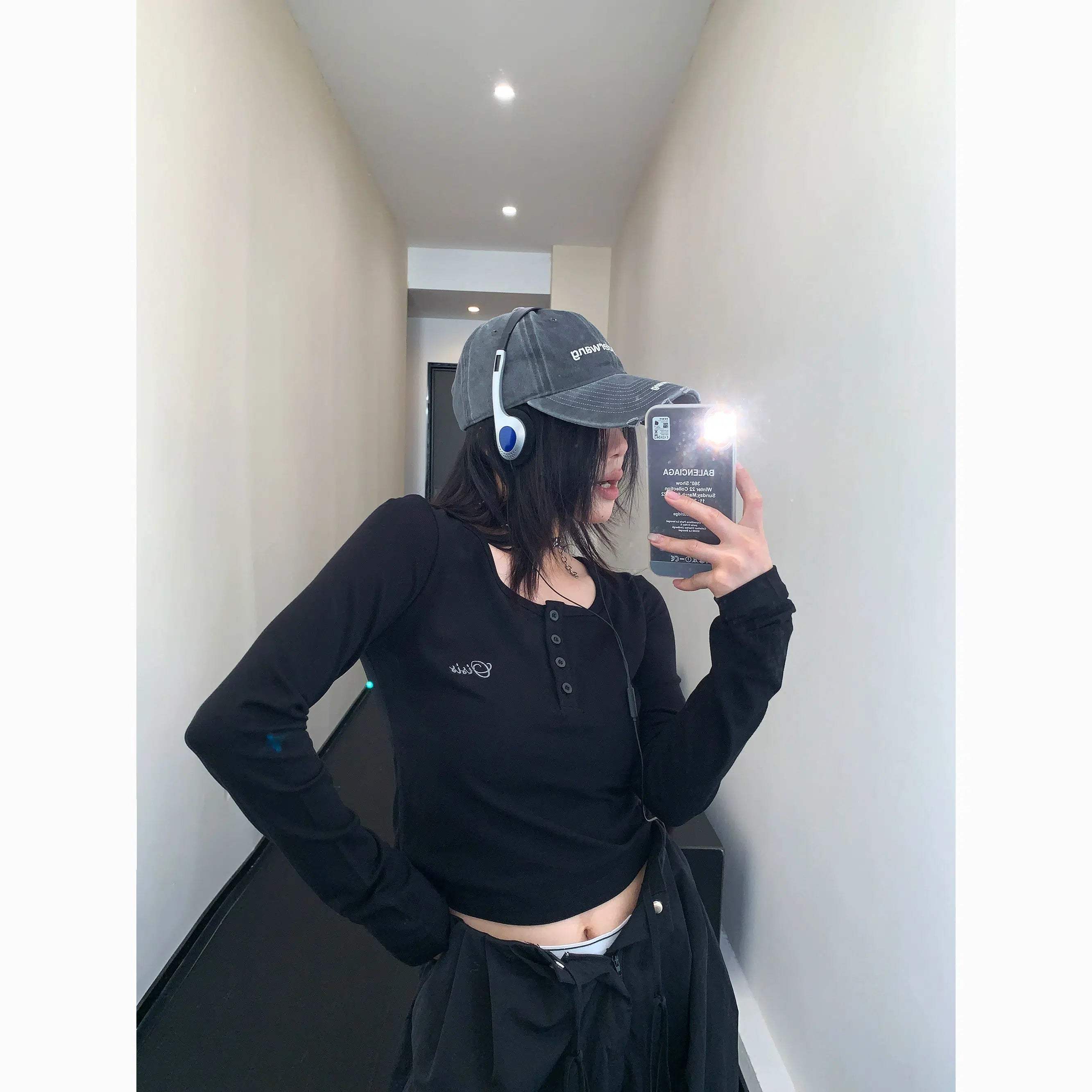Comfy Tops Button-Up Long Sleeve Crop Top