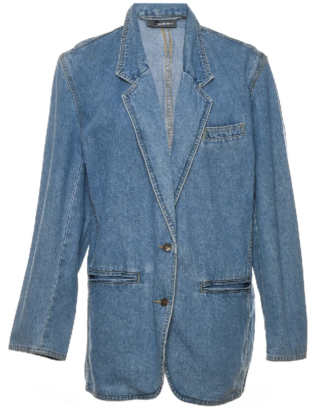 Comfy Tops Liz Wear Stone Wash Button-Front Denim Jacket - L