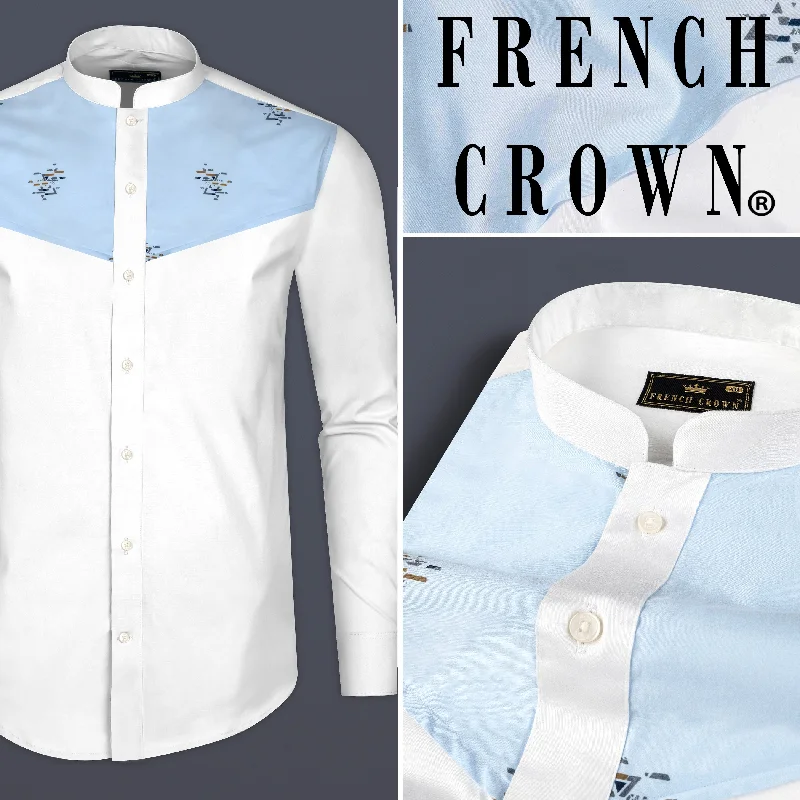 Daily Comfort Bright White with  Ziggurat Printed Super Soft Premium Cotton Shirt