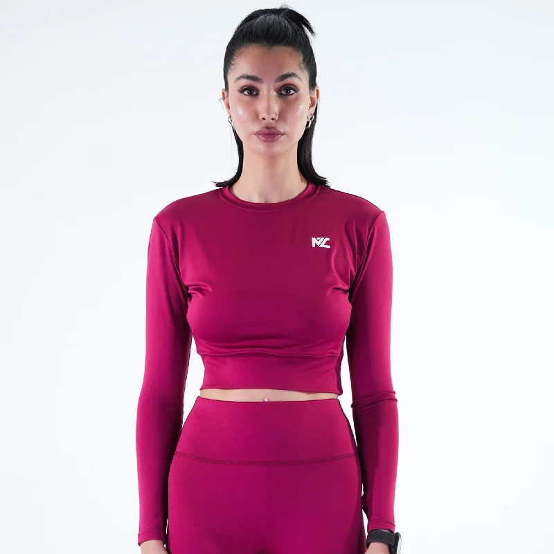 Soft Looks Flex Fuse Crop Top Burgundy