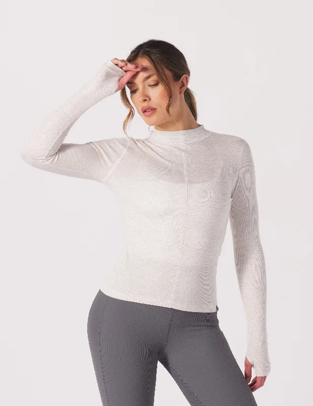 Fashionable Fit Ruby Mock Neck Long Sleeve: Oatmilk