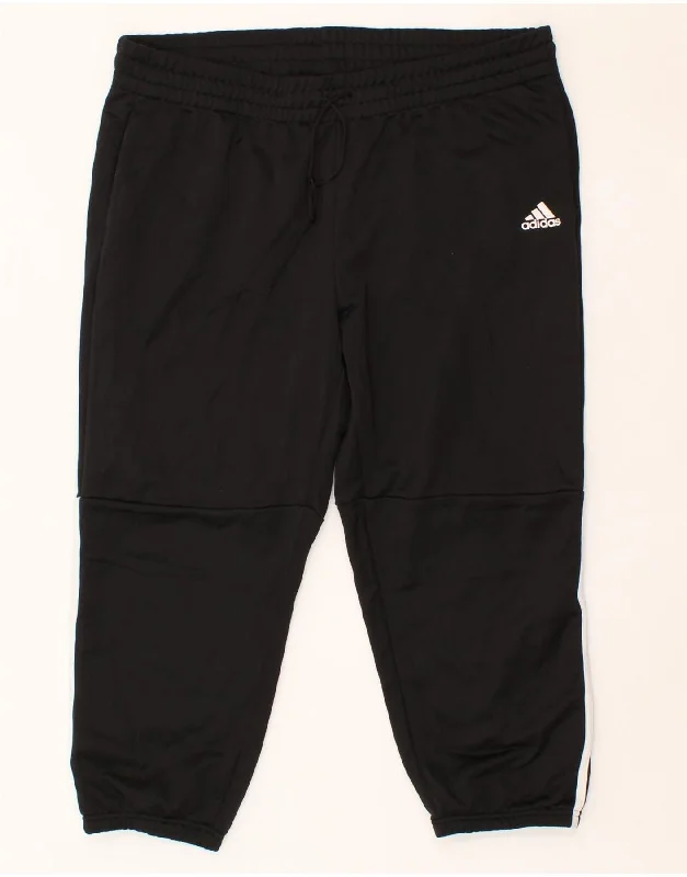 Comfortable Layers ADIDAS Womens Crop Tracksuit Trousers Joggers UK 24/26 2XL  Black