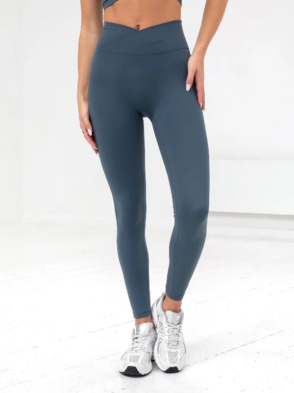 Cozy Wear Studio Crossover Leggings - Slate Blue