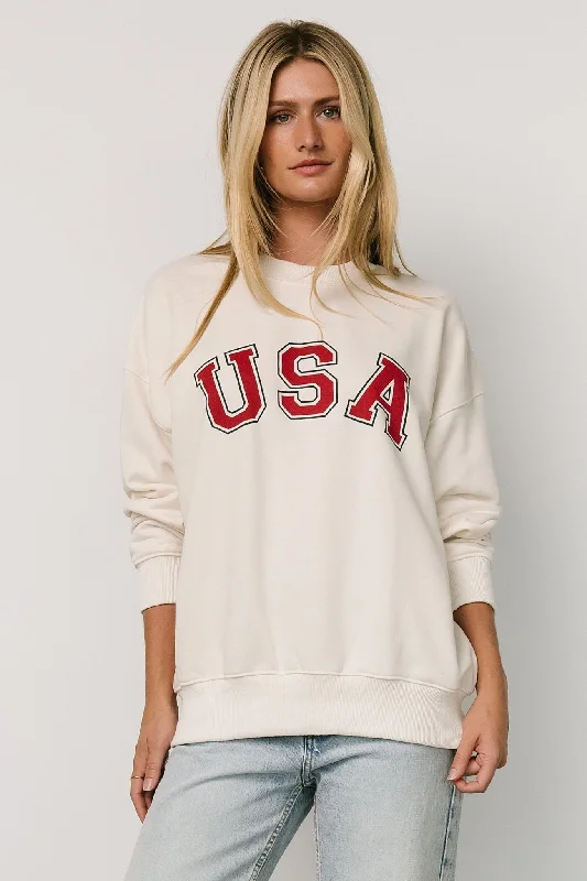 Effortless Chic USA Oversized Sweatshirt | Ivory
