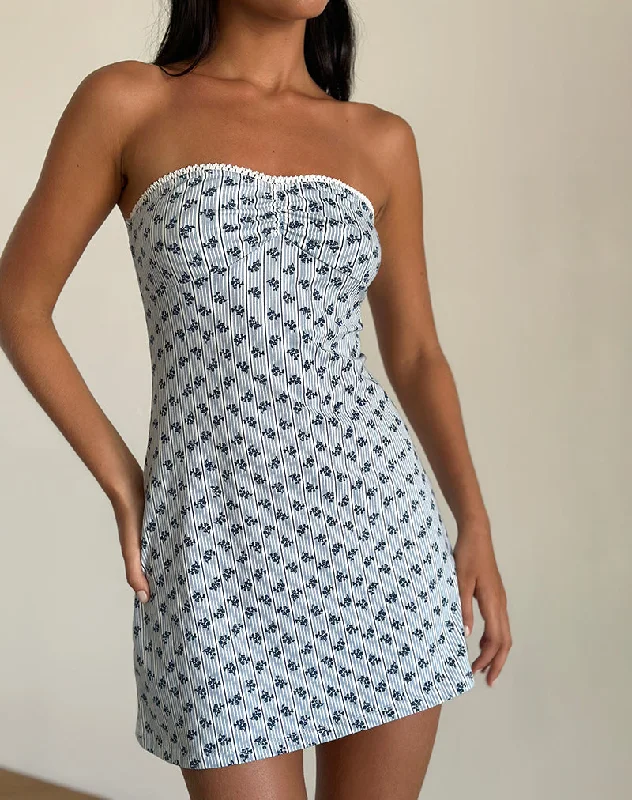 Personalized Art Style Javaya Bandeau Mini Dress in Floral Stripe
