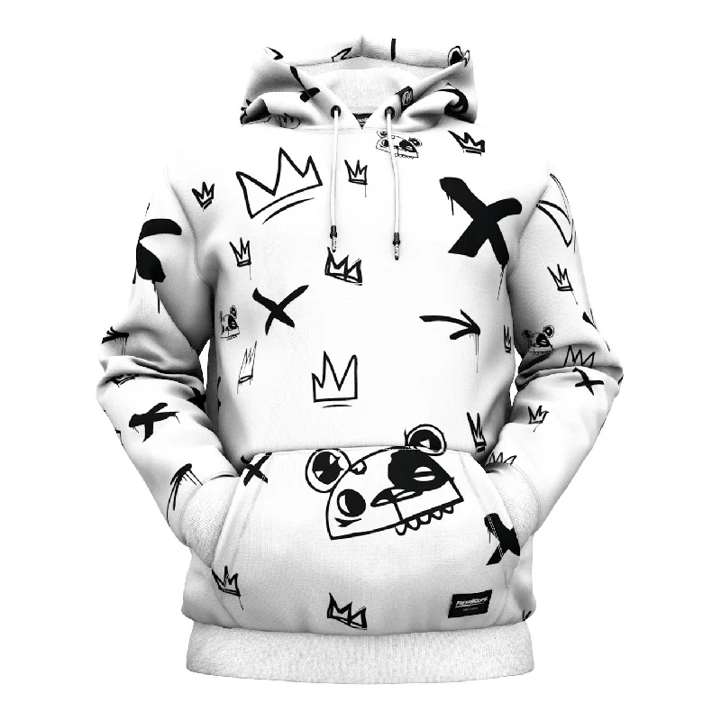 Affordable Chic Kings Pattern White Hoodie